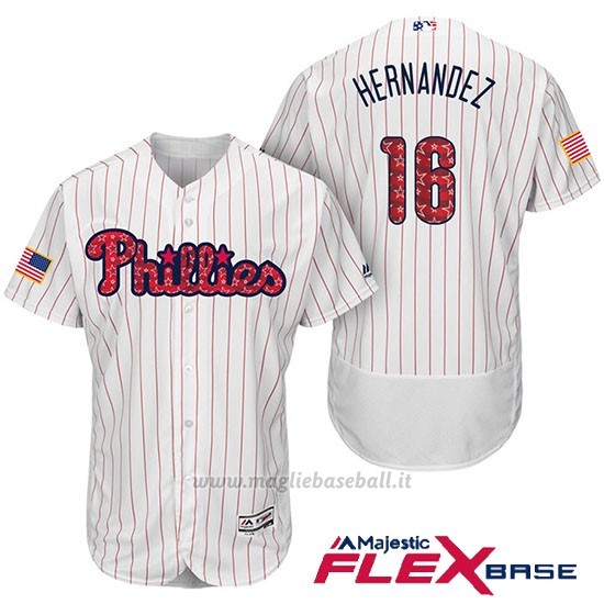 Maglia Baseball Uomo Philadelphia Phillies 2017 Estrellas y Rayas Cesar Hernandez Bianco Flex Base